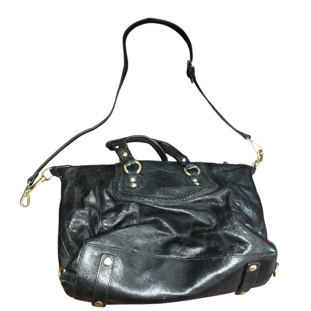 Coach Ashley Black Leather Python Snakeskin Satch… - image 3